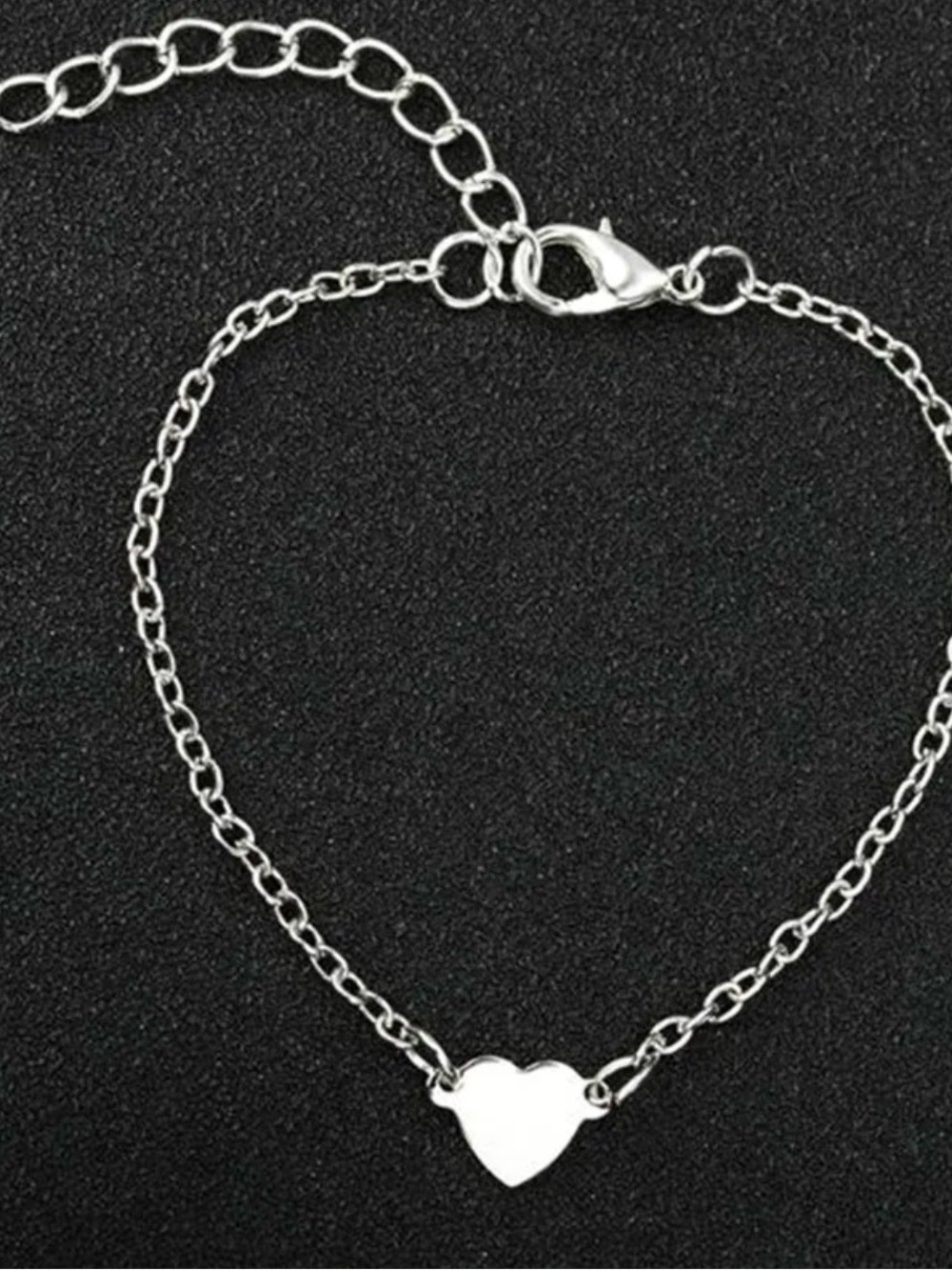 Silver Heart Pendant Bracelet - Women's Minimal Chain